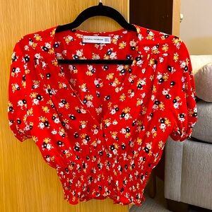 Faithful the brand first light top in red jasmine floral size xs